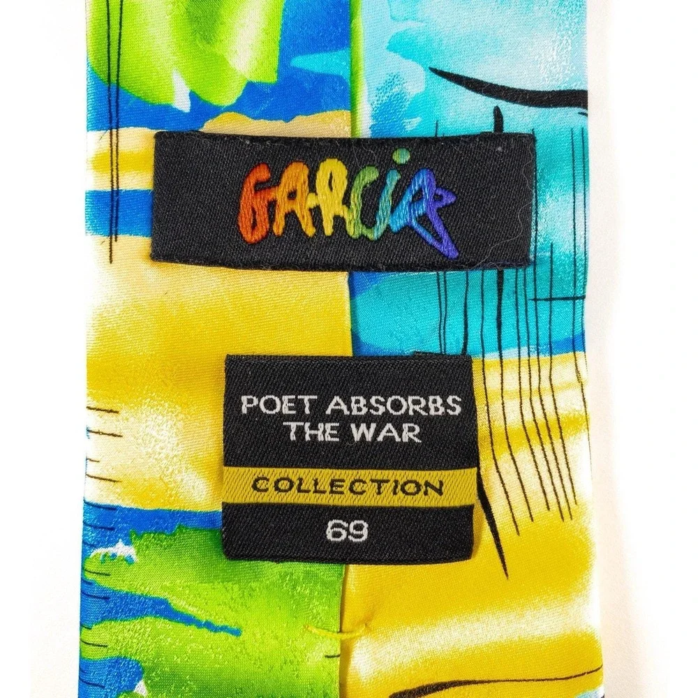 Vtg Jerry Garcia Tie, Poet Absorbs the War, Collection 69, Wearable Art, Silk